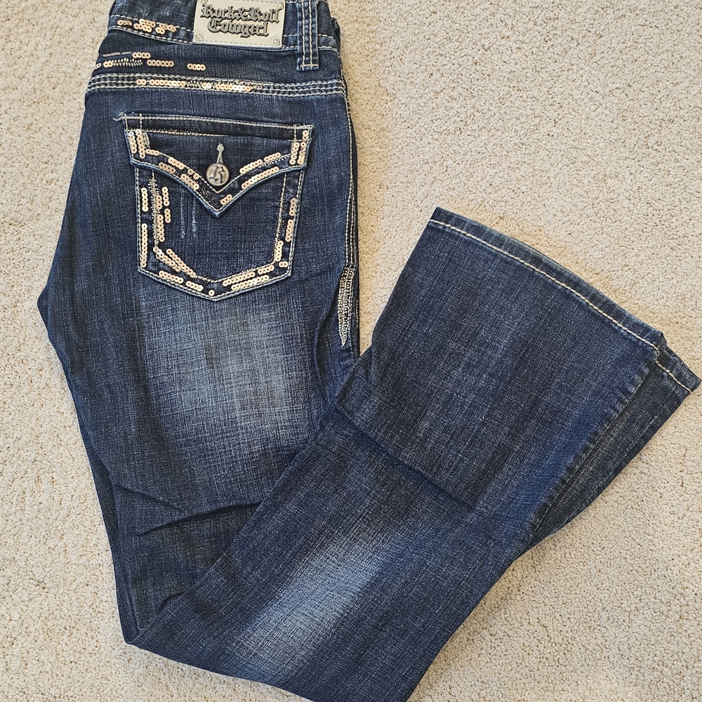 Women's Rock & Roll Cowgirl Embellished Blue Jeans